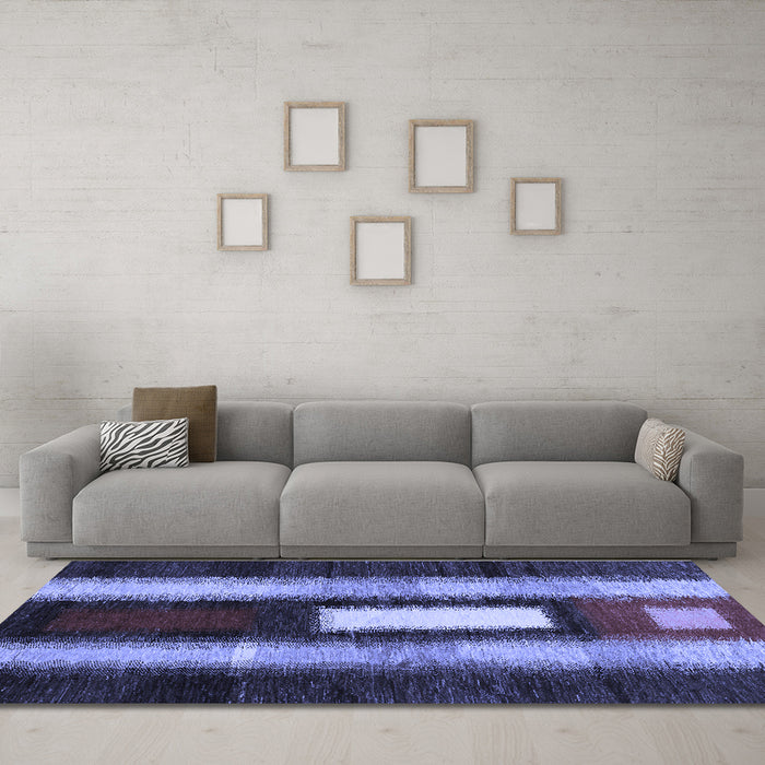 Machine Washable Abstract Blue Contemporary Rug in a Living Room, wshcon1538blu