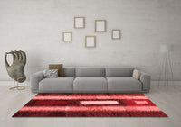 Machine Washable Abstract Red Contemporary Rug, wshcon1538red