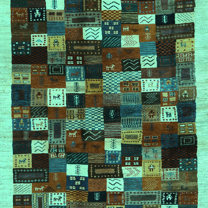 Machine Washable Abstract Turquoise Contemporary Area Rugs, wshcon1539turq