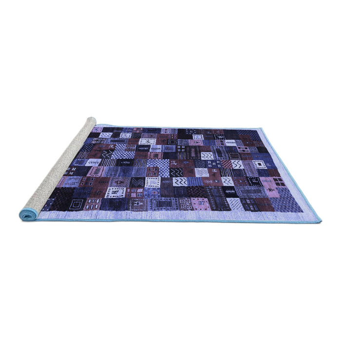 Sideview of Machine Washable Abstract Blue Contemporary Rug, wshcon1539blu