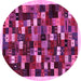 Round Machine Washable Abstract Pink Contemporary Rug, wshcon1539pnk