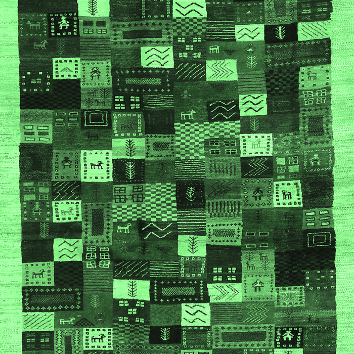 Machine Washable Abstract Emerald Green Contemporary Area Rugs, wshcon1539emgrn