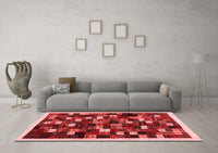 Machine Washable Abstract Red Contemporary Rug, wshcon1539red