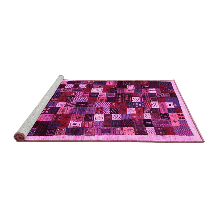 Sideview of Machine Washable Abstract Pink Contemporary Rug, wshcon1539pnk