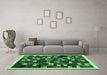 Machine Washable Abstract Emerald Green Contemporary Area Rugs in a Living Room,, wshcon1539emgrn