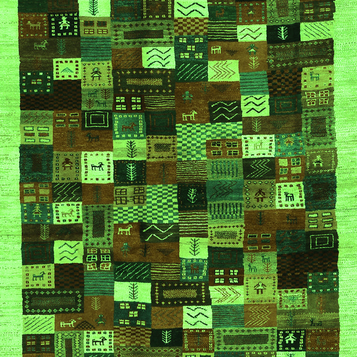Serging Thickness of Machine Washable Abstract Green Contemporary Area Rugs, wshcon1539grn