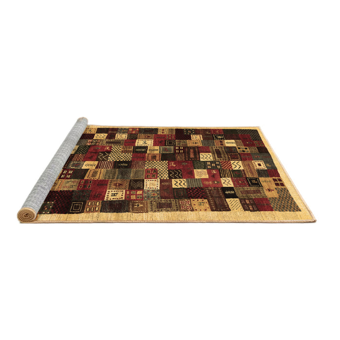 Sideview of Machine Washable Abstract Brown Contemporary Rug, wshcon1539brn