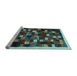 Sideview of Machine Washable Abstract Light Blue Contemporary Rug, wshcon1539lblu