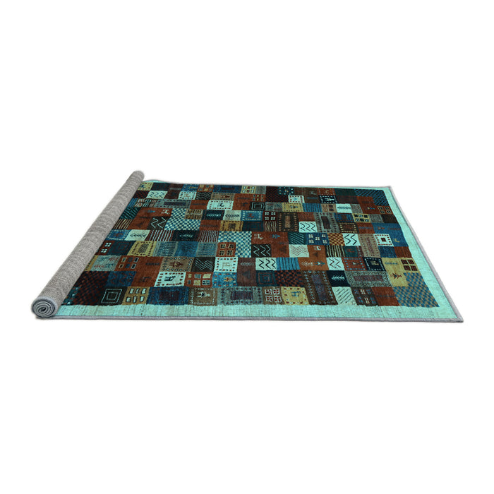 Sideview of Machine Washable Abstract Light Blue Contemporary Rug, wshcon1539lblu