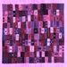 Square Machine Washable Abstract Purple Contemporary Area Rugs, wshcon1539pur