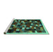 Sideview of Machine Washable Abstract Turquoise Contemporary Area Rugs, wshcon1539turq