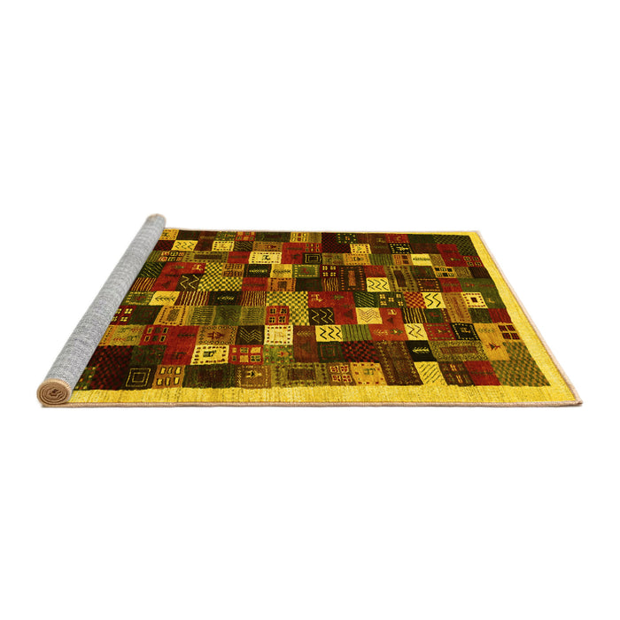Sideview of Machine Washable Abstract Yellow Contemporary Rug, wshcon1539yw