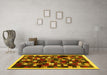 Machine Washable Abstract Yellow Contemporary Rug in a Living Room, wshcon1539yw