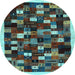 Round Abstract Light Blue Contemporary Rug, con1539lblu