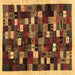 Square Machine Washable Abstract Brown Contemporary Rug, wshcon1539brn
