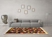 Machine Washable Abstract Brown Contemporary Rug in a Living Room,, wshcon1539brn