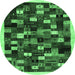 Round Machine Washable Abstract Emerald Green Contemporary Area Rugs, wshcon1539emgrn