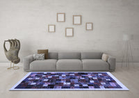 Machine Washable Abstract Blue Contemporary Rug, wshcon1539blu