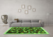 Machine Washable Abstract Green Contemporary Area Rugs in a Living Room,, wshcon1539grn