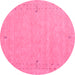 Round Abstract Pink Contemporary Rug, con153pnk