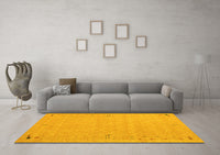 Machine Washable Abstract Yellow Contemporary Rug, wshcon153yw