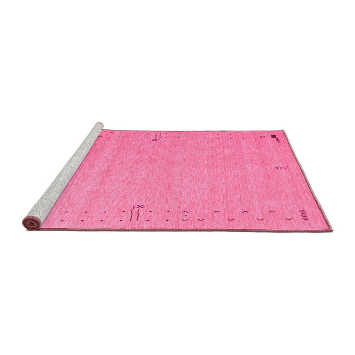 Sideview of Machine Washable Abstract Pink Contemporary Rug, wshcon153pnk