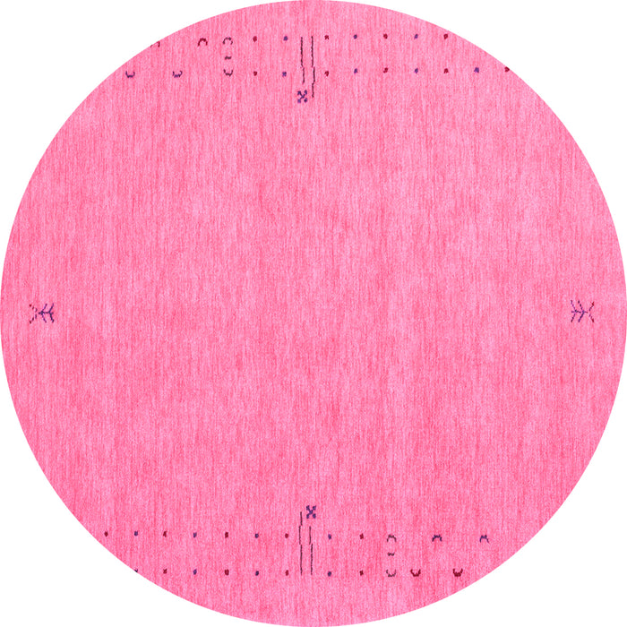 Round Machine Washable Abstract Pink Contemporary Rug, wshcon153pnk