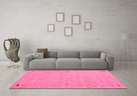 Machine Washable Abstract Pink Contemporary Rug, wshcon153pnk