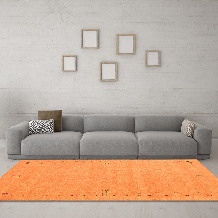 Machine Washable Abstract Orange Contemporary Area Rugs in a Living Room, wshcon153org