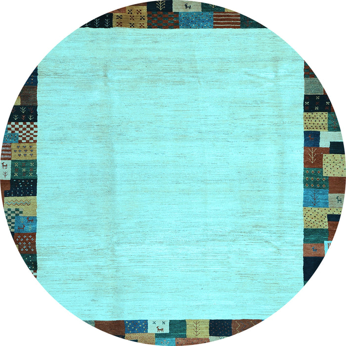 Round Machine Washable Solid Light Blue Modern Rug, wshcon1540lblu