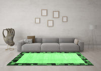 Machine Washable Solid Emerald Green Modern Rug, wshcon1540emgrn