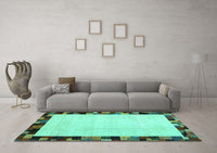 Machine Washable Solid Turquoise Modern Rug, wshcon1540turq