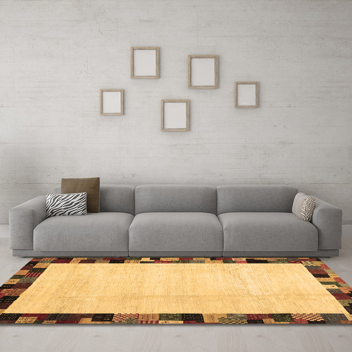Machine Washable Solid Brown Modern Rug in a Living Room,, wshcon1540brn