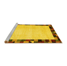 Sideview of Machine Washable Solid Yellow Modern Rug, wshcon1540yw