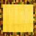 Square Machine Washable Solid Yellow Modern Rug, wshcon1540yw