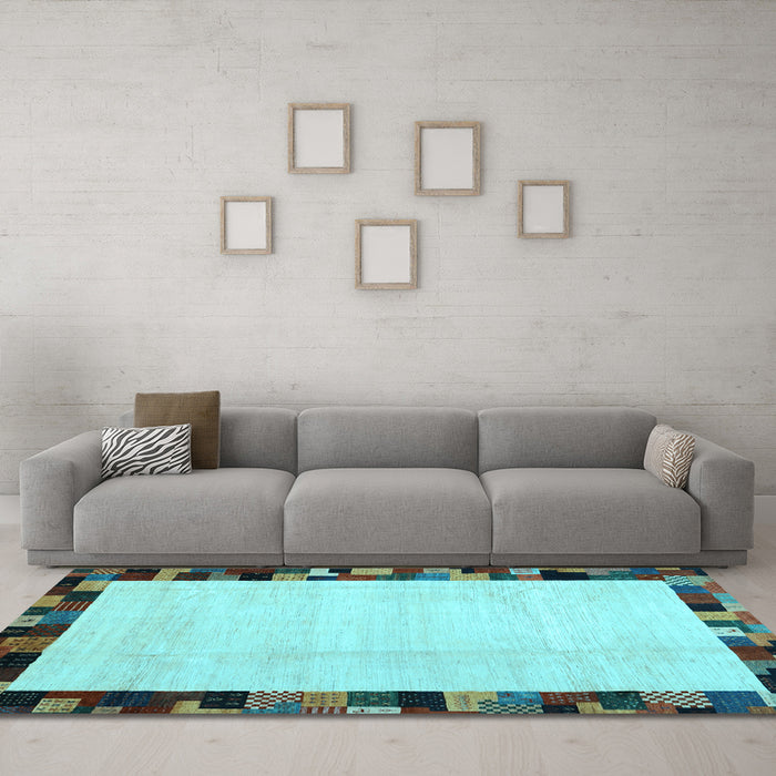 Machine Washable Solid Light Blue Modern Rug in a Living Room, wshcon1540lblu