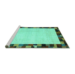 Sideview of Machine Washable Solid Turquoise Modern Area Rugs, wshcon1540turq