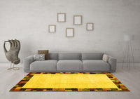 Machine Washable Solid Yellow Modern Rug, wshcon1540yw