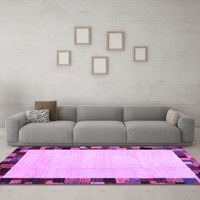 Machine Washable Solid Purple Modern Area Rugs in a Living Room, wshcon1540pur