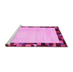 Sideview of Machine Washable Solid Pink Modern Rug, wshcon1540pnk