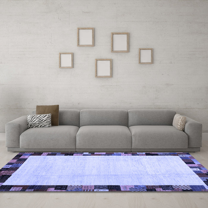 Machine Washable Solid Blue Modern Rug in a Living Room, wshcon1540blu