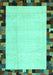 Machine Washable Solid Turquoise Modern Area Rugs, wshcon1540turq