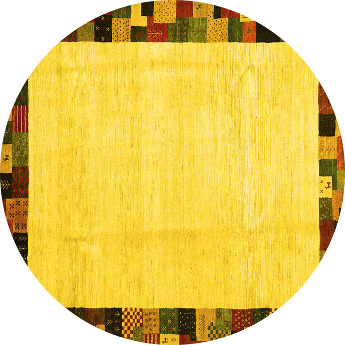 Round Solid Yellow Modern Rug, con1540yw