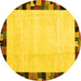 Round Solid Yellow Modern Rug, con1540yw