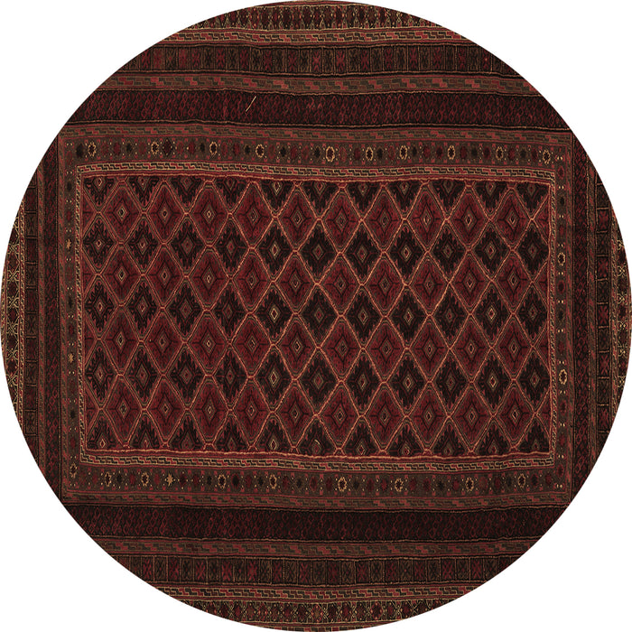 Round Abstract Brown Contemporary Rug, con1541brn