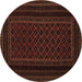 Round Abstract Brown Contemporary Rug, con1541brn