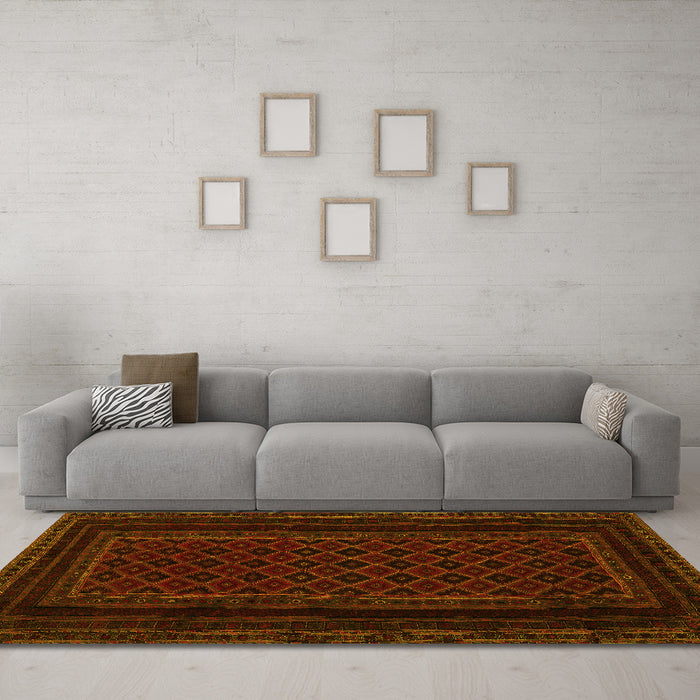 Machine Washable Abstract Yellow Contemporary Rug in a Living Room, wshcon1541yw