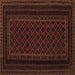 Square Abstract Brown Contemporary Rug, con1541brn