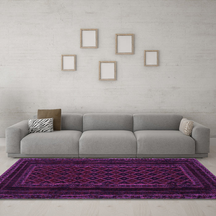 Machine Washable Abstract Purple Contemporary Area Rugs in a Living Room, wshcon1541pur