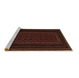 Sideview of Machine Washable Abstract Brown Contemporary Rug, wshcon1541brn